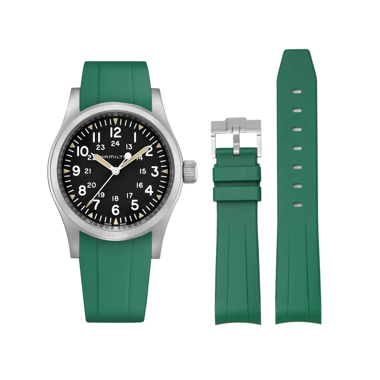 Kautschukarmband für Hamilton Khaki Field - Grün - Helvetus DE