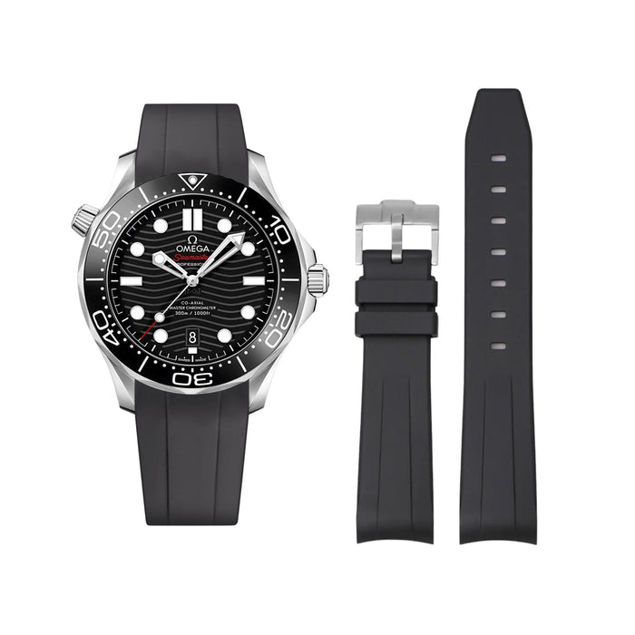 Kautschukarmband – Für Omega Seamaster 300 – Schwarz - Helvetus DE