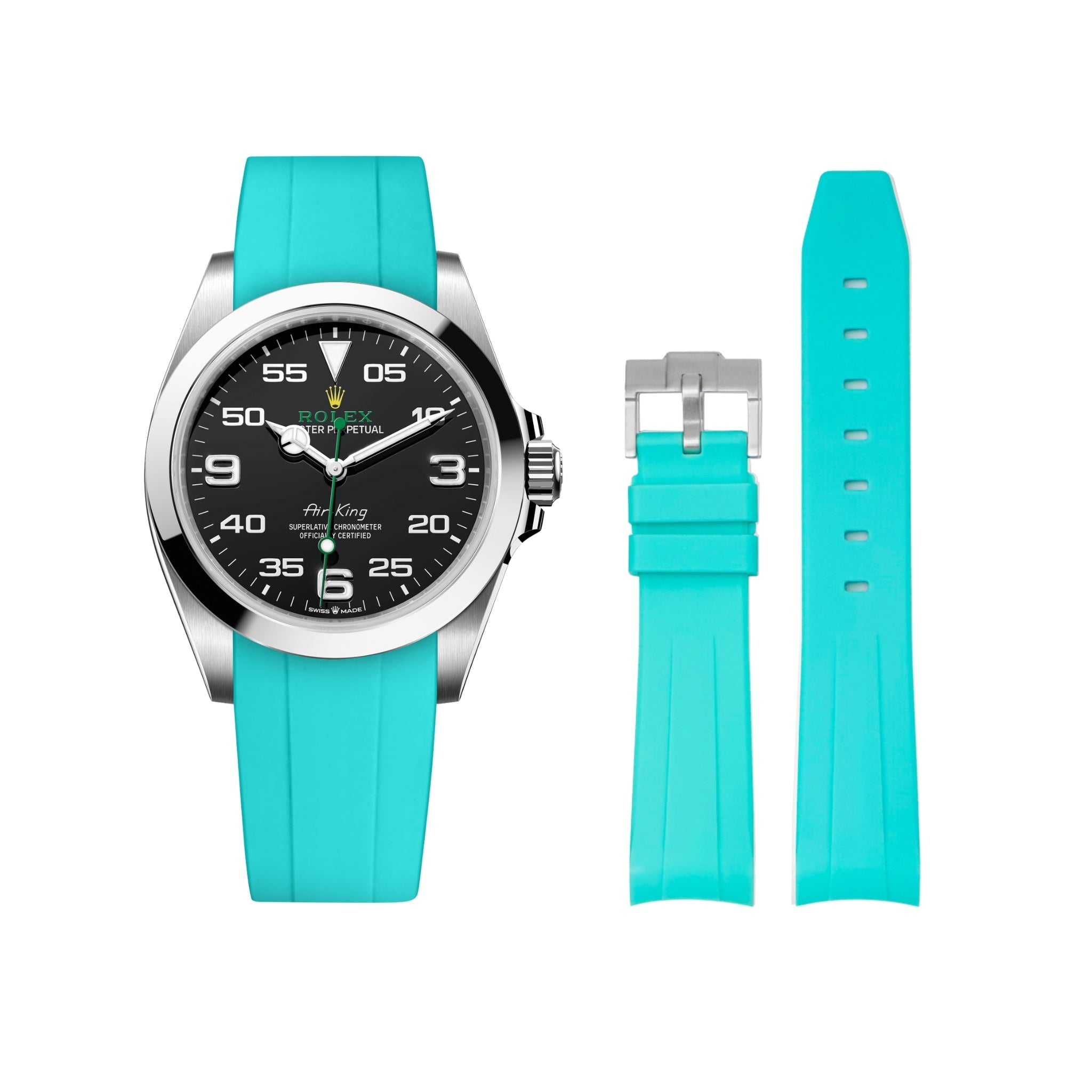 Kautschukarmband für Rolex Air - King 126900/116900 – Türkis - Helvetus DE
