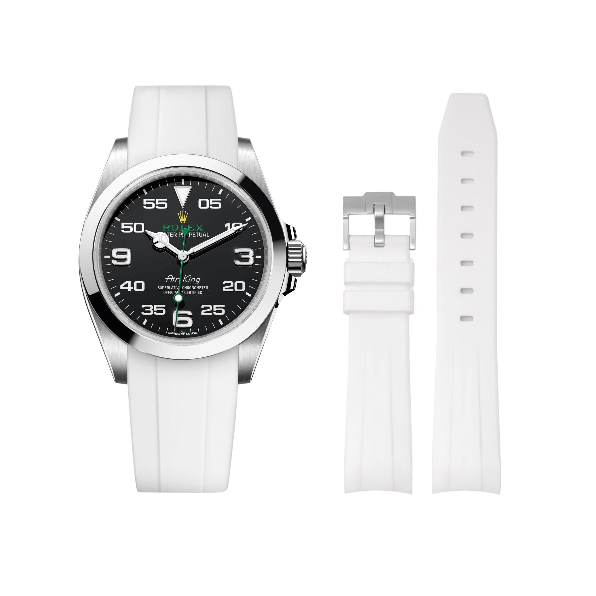 Kautschukarmband für Rolex Air - King 126900/116900 – Weiss - Helvetus DE