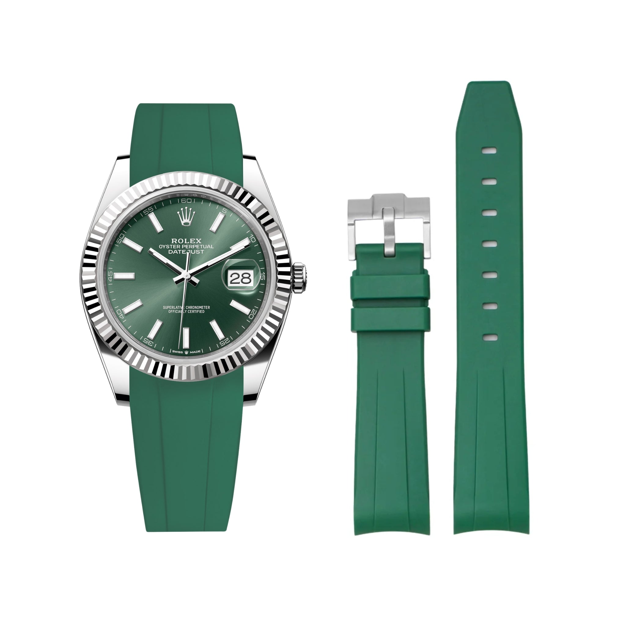 Kautschukarmband für Rolex Datejust 41mm – Grün - Helvetus DE