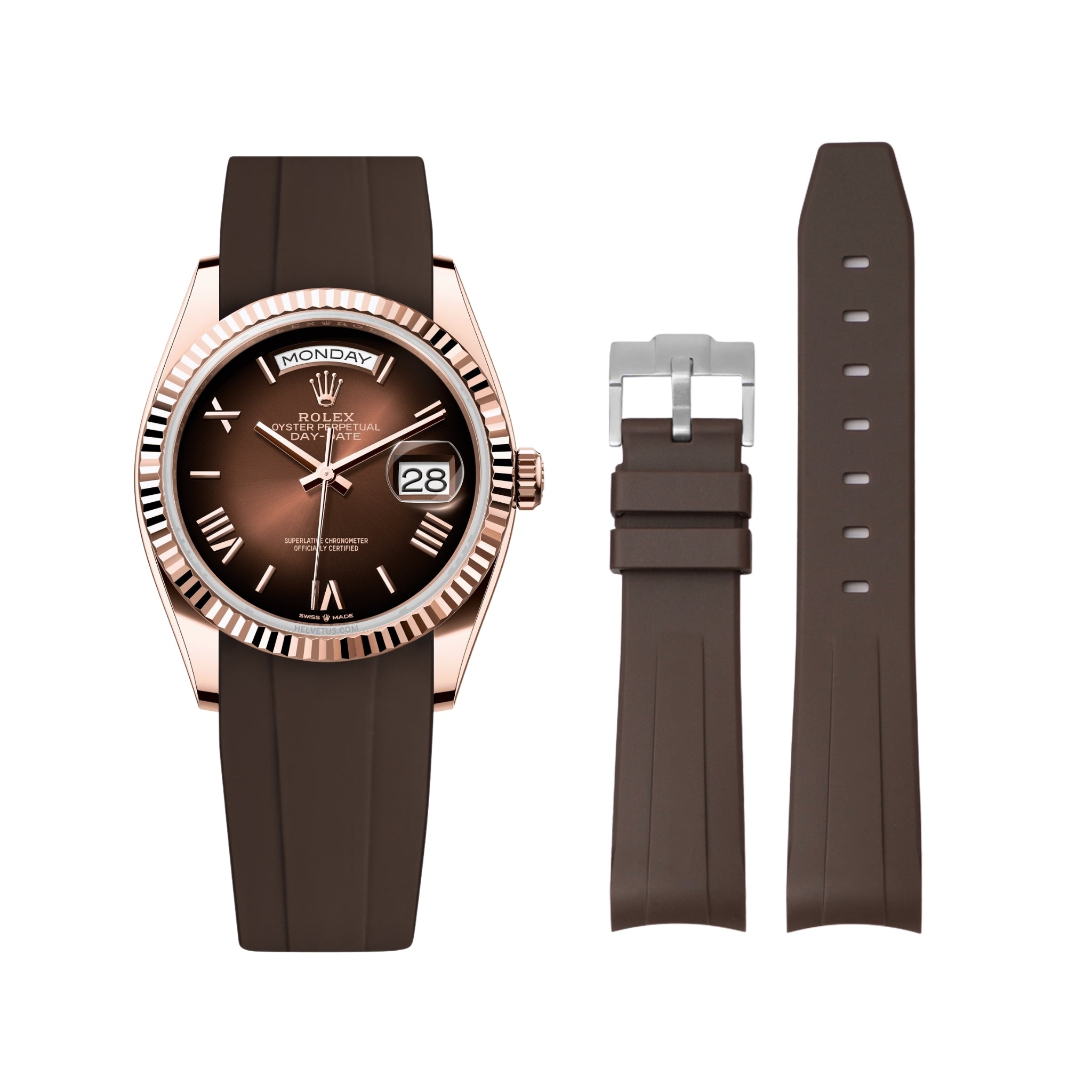 Kautschukarmband für Rolex Day - Date 36mm – Braun - Helvetus DE