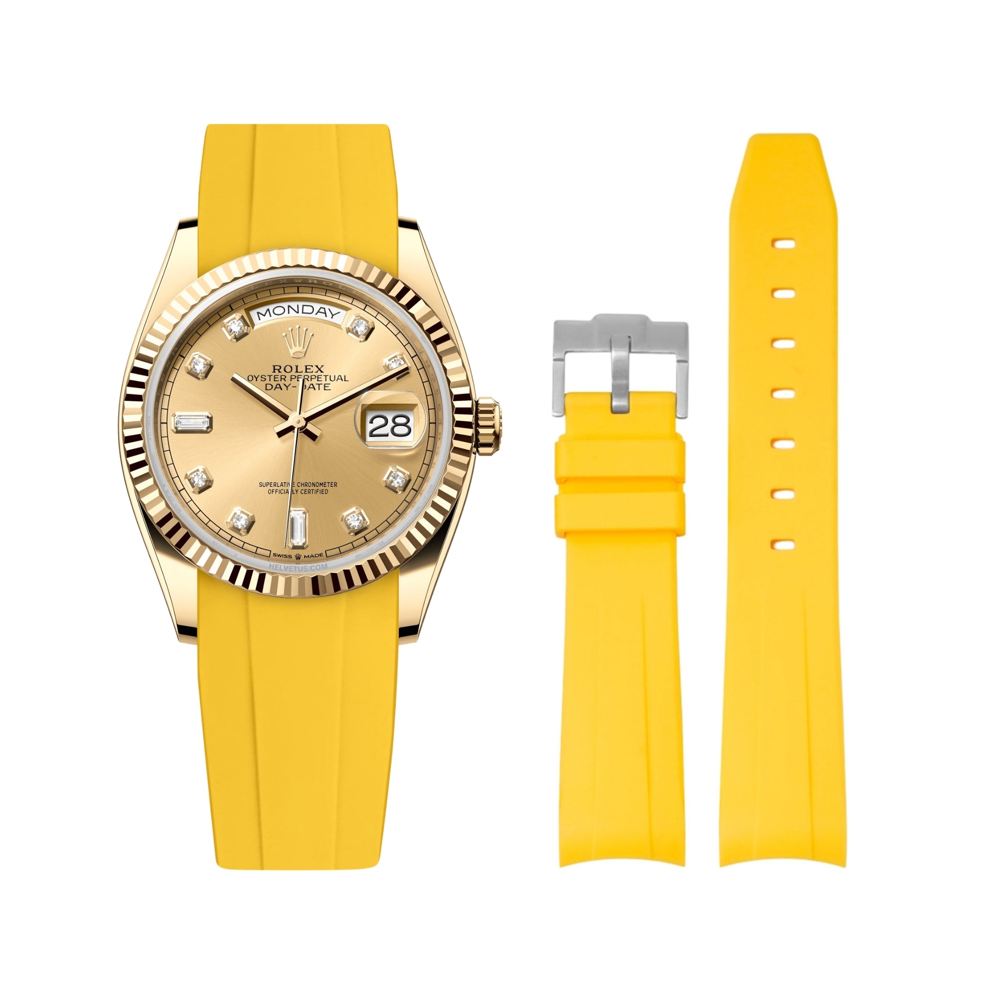 Kautschukarmband für Rolex Day - Date 36mm – Gelb - Helvetus DE