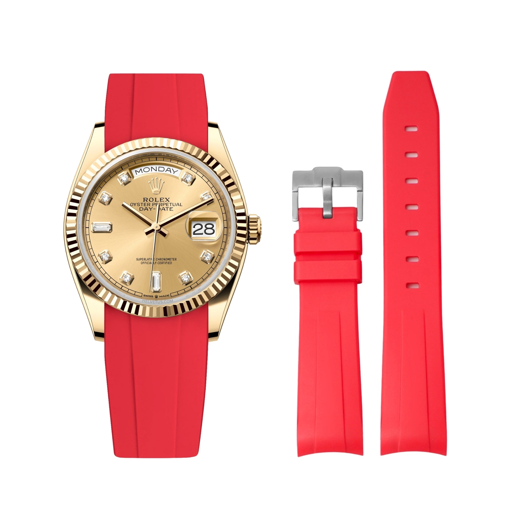 Kautschukarmband für Rolex Day - Date 36mm – Rot - Helvetus DE