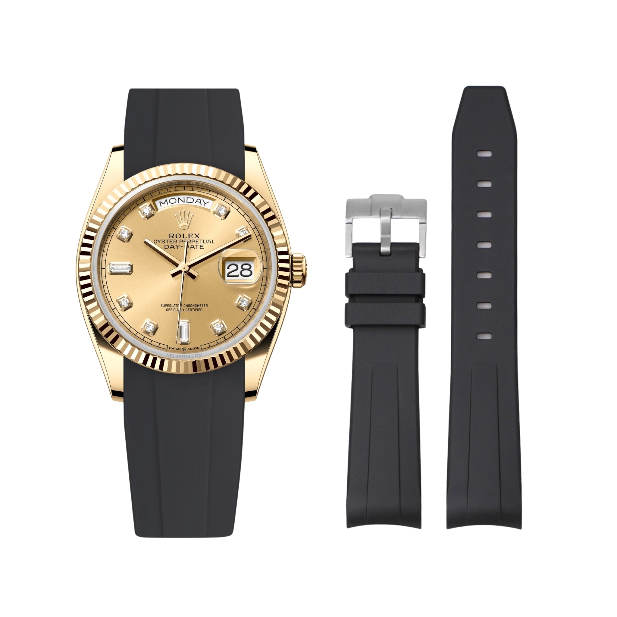 Kautschukarmband für Rolex Day - Date 36mm – Schwarz - Helvetus DE