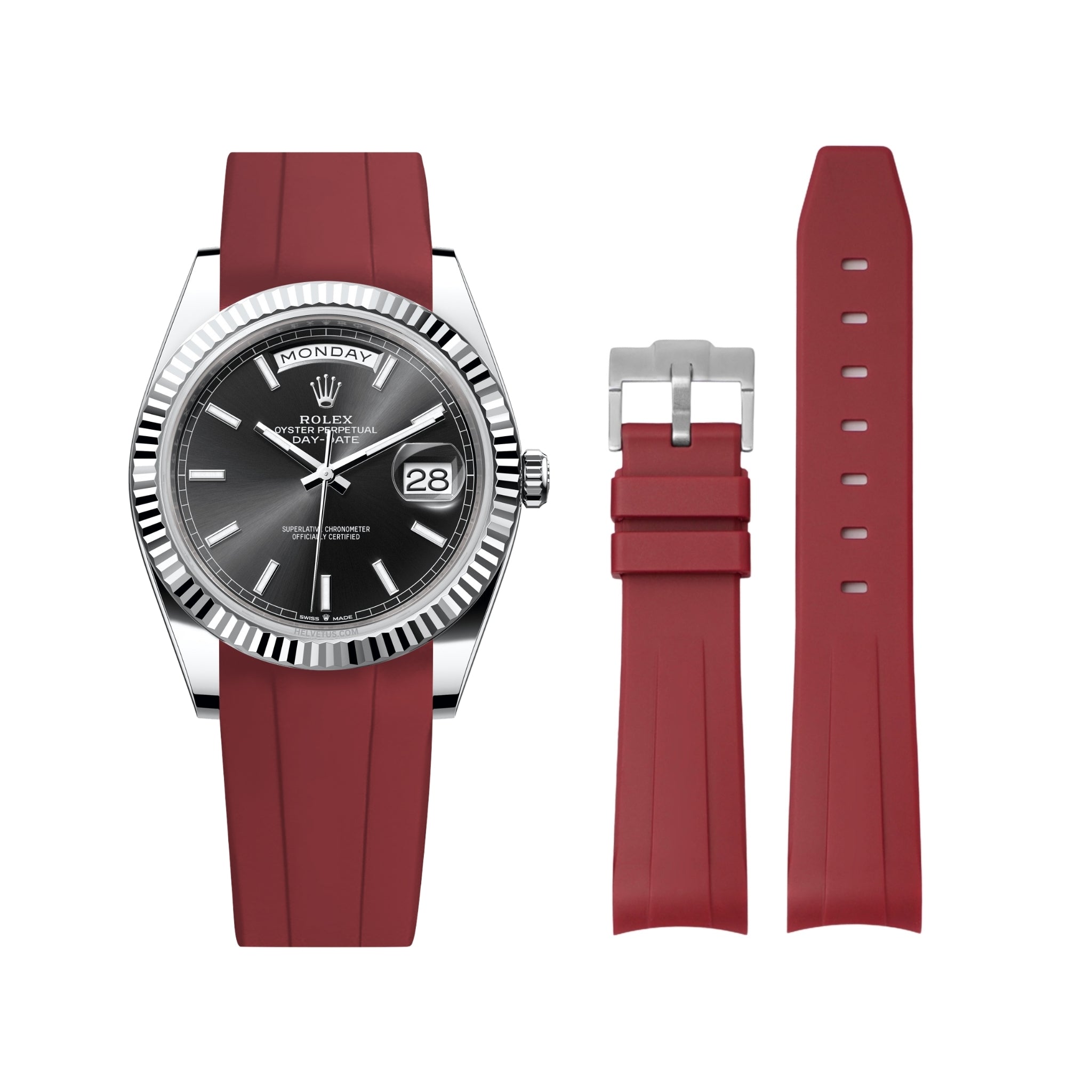 Kautschukarmband für Rolex Day - Date 40mm – Bordeaux - Helvetus DE