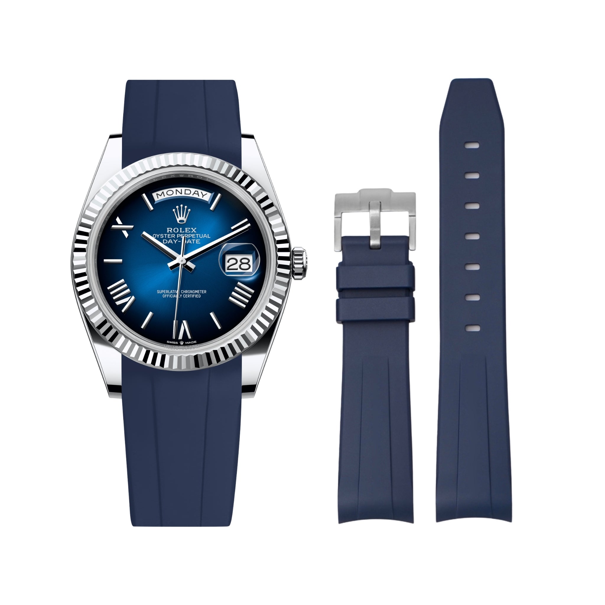 Kautschukarmband für Rolex Day - Date 40mm – Dunkel Blau - Helvetus DE