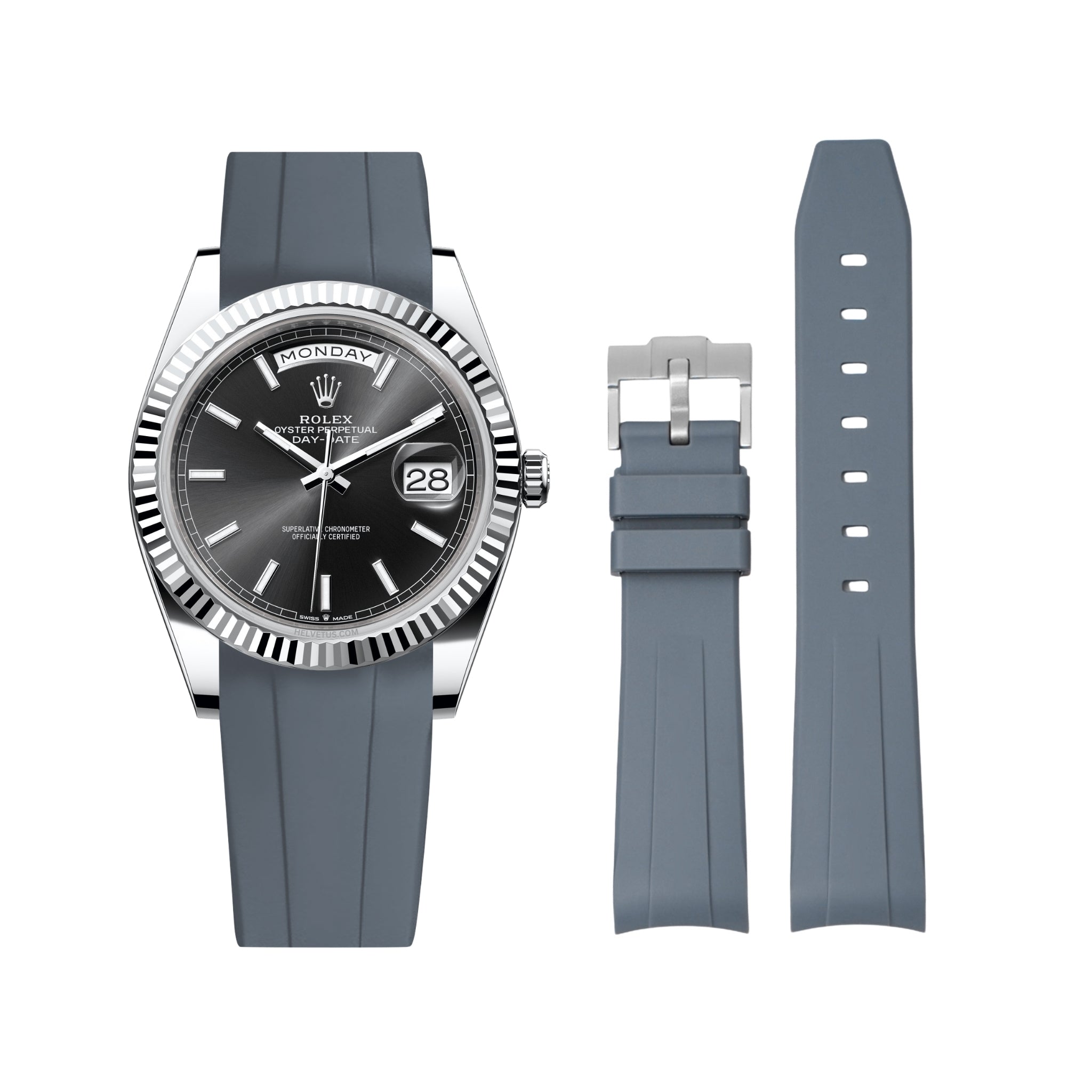 Kautschukarmband für Rolex Day - Date 40mm – Grau - Helvetus DE