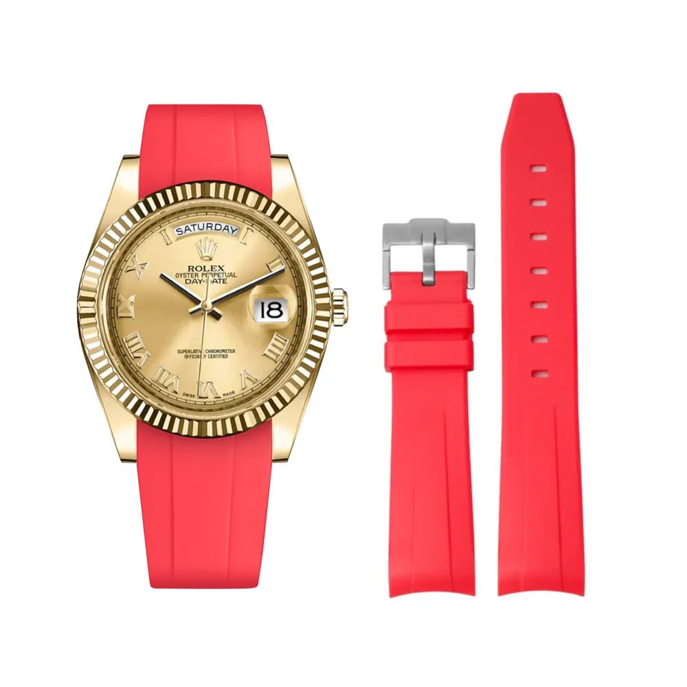 Kautschukarmband für Rolex Day - Date II 41mm – Rot - Helvetus DE