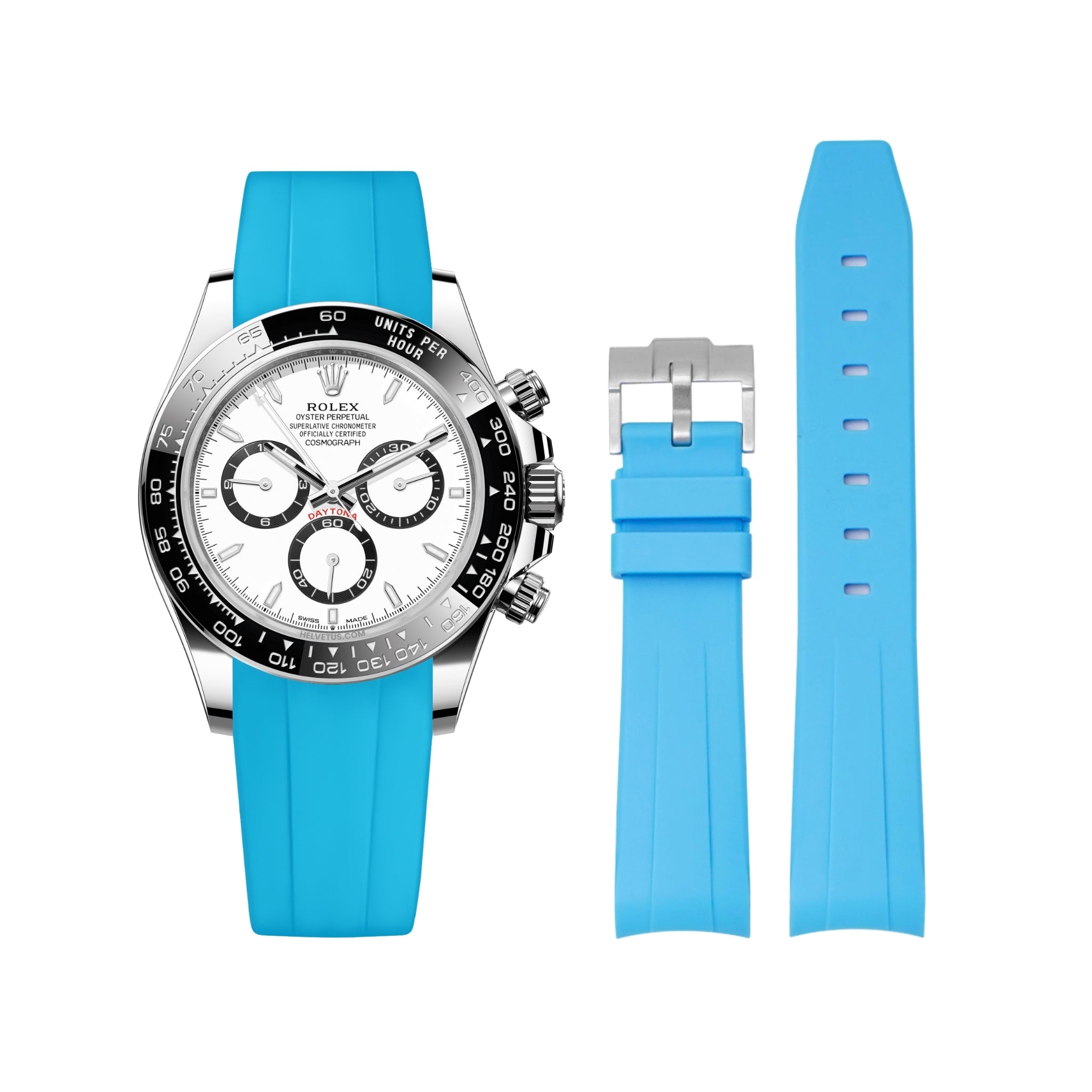 Kautschukarmband – für Rolex Daytona – Hell Blau - Helvetus DE