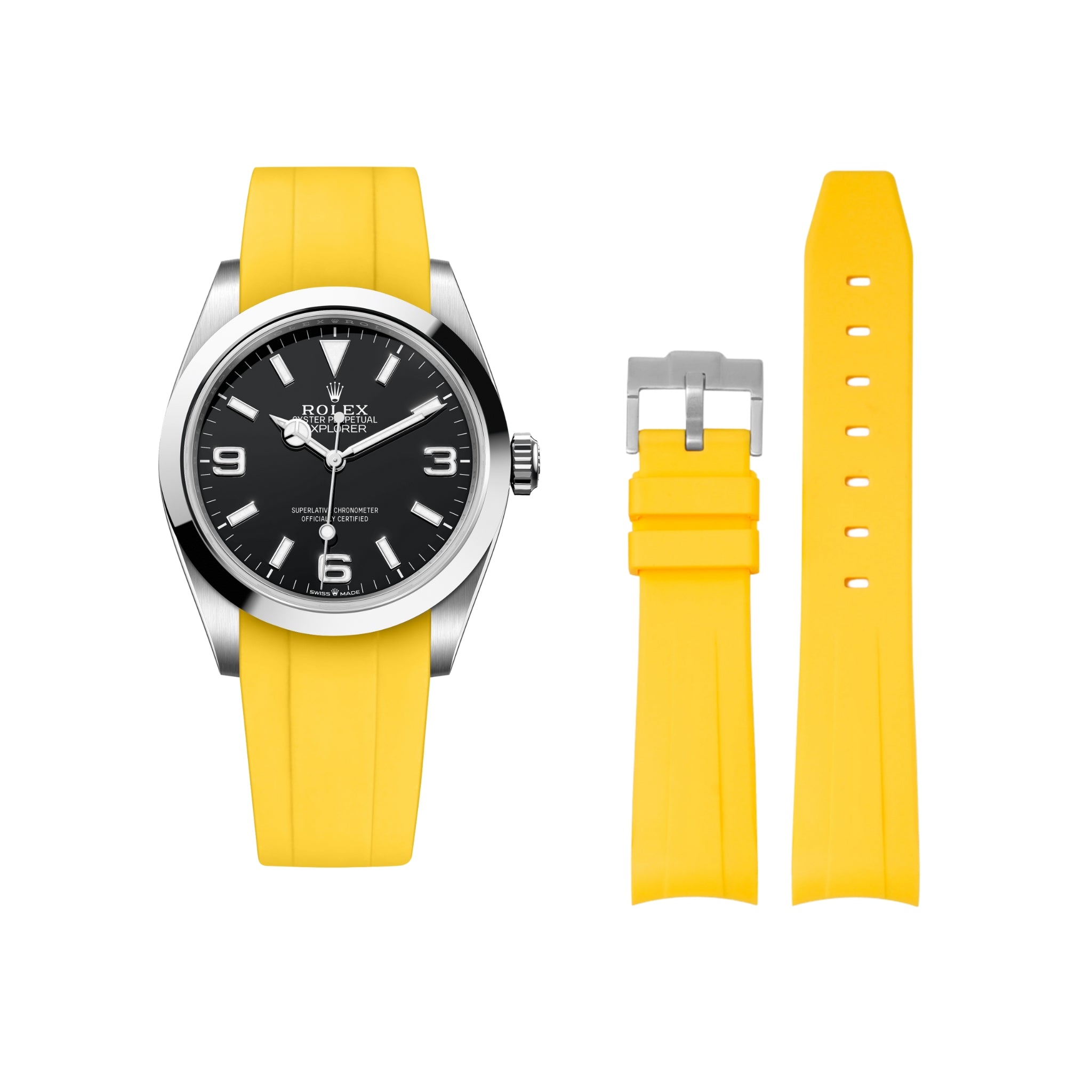 Kautschukarmband für Rolex Explorer I – Gelb - Helvetus DE