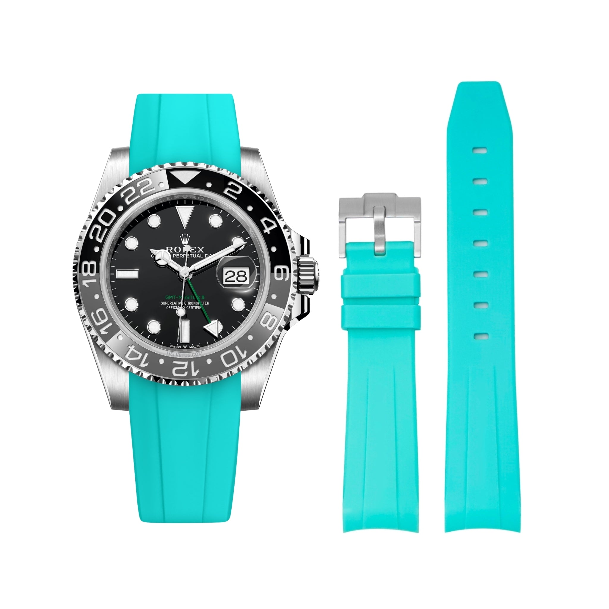 Kautschukarmband für Rolex GMT - Master II – Türkis - Helvetus DE