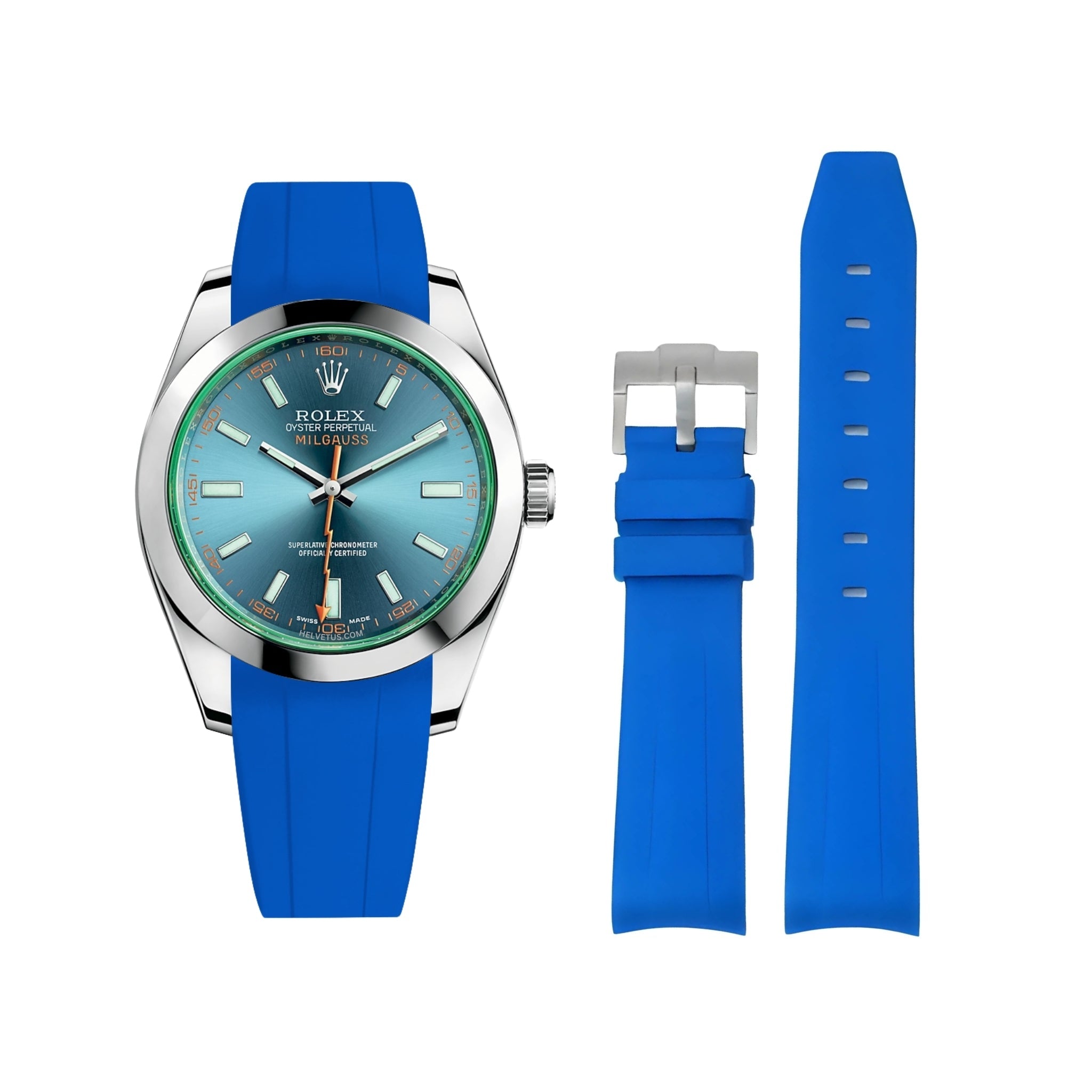 Kautschukarmband für Rolex Milgauss in Blau - Helvetus DE
