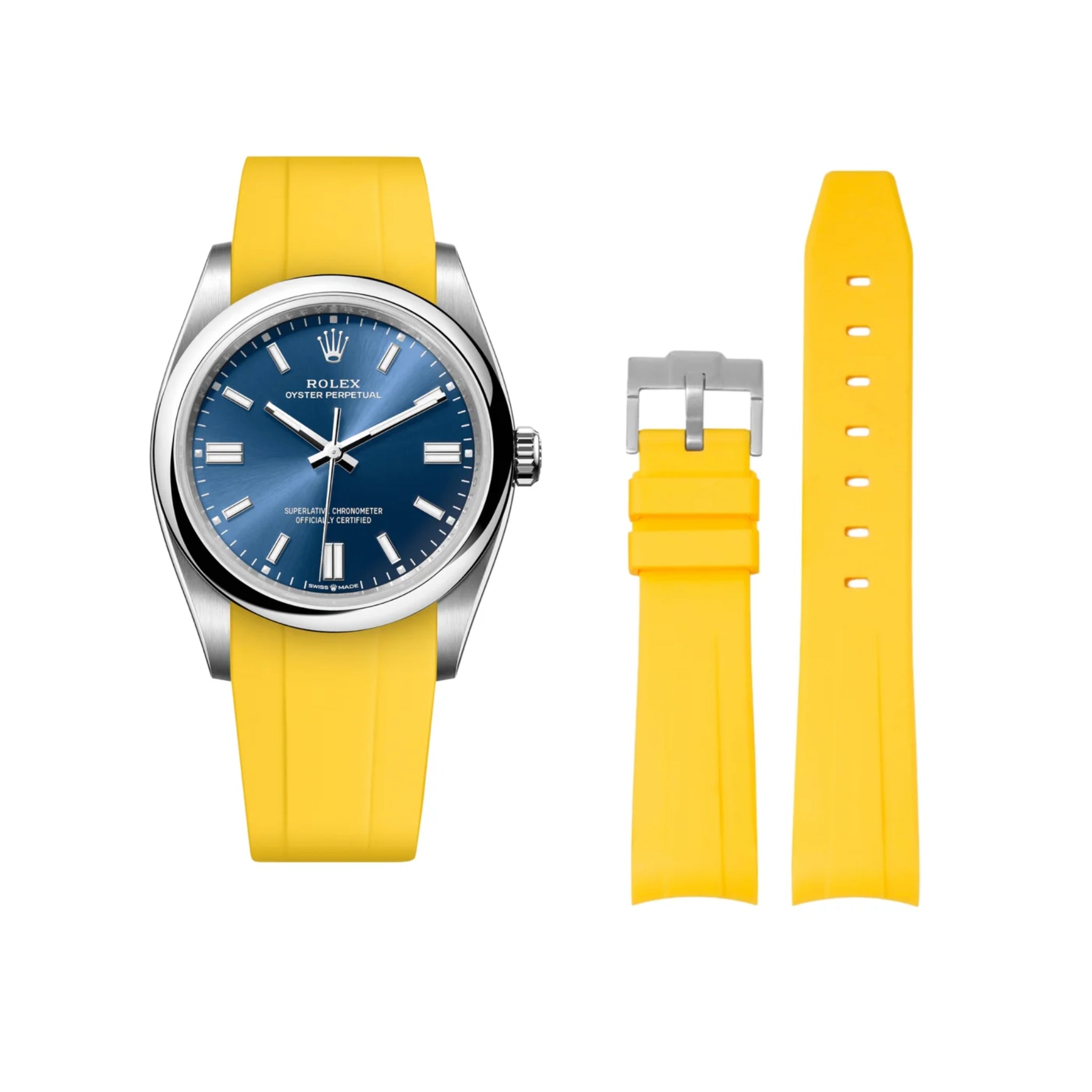 Kautschukarmband für Rolex Oyster Perpetual 36mm – Gelb - Helvetus DE