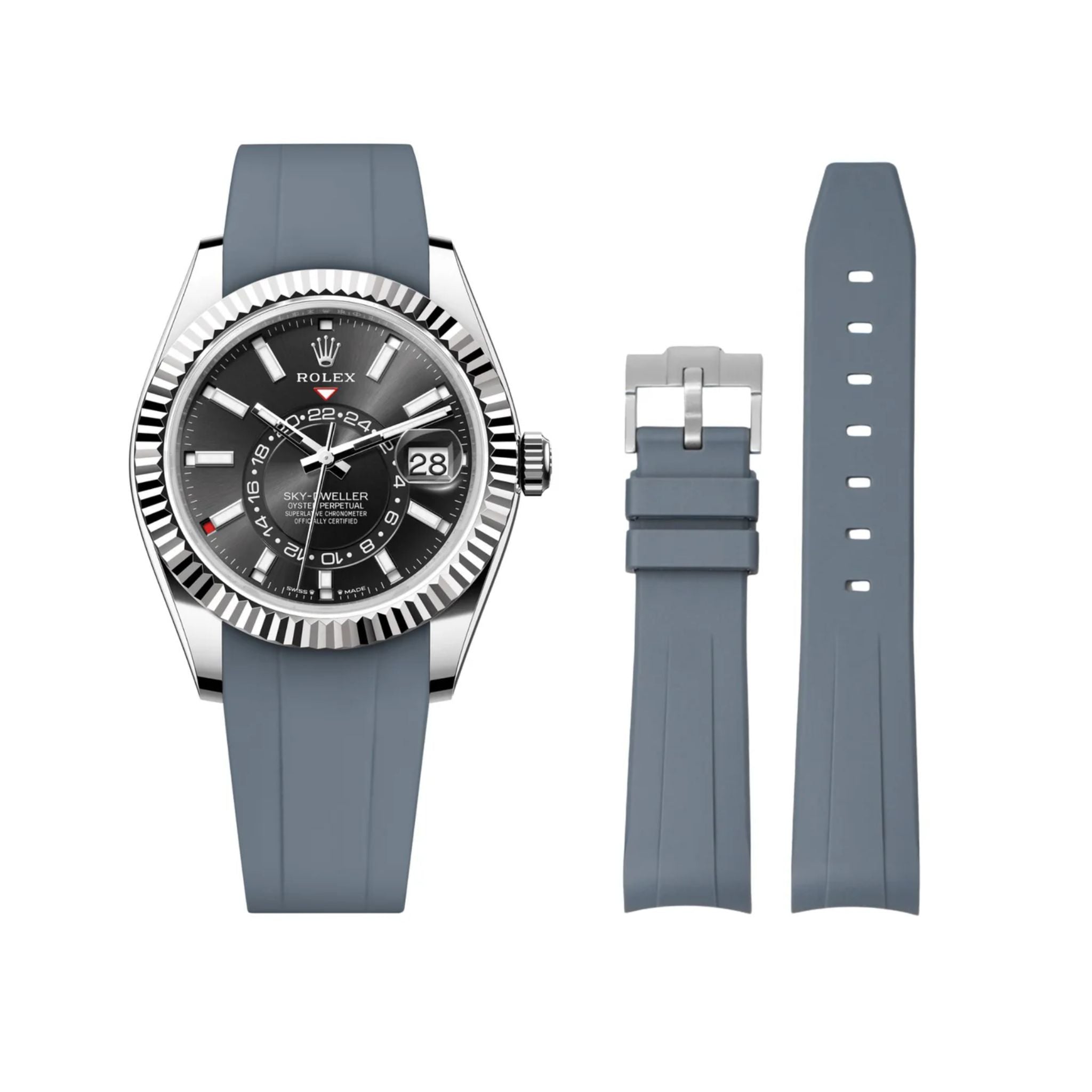 Kautschukarmband für Rolex Sky - Dweller – Grau - Helvetus DE
