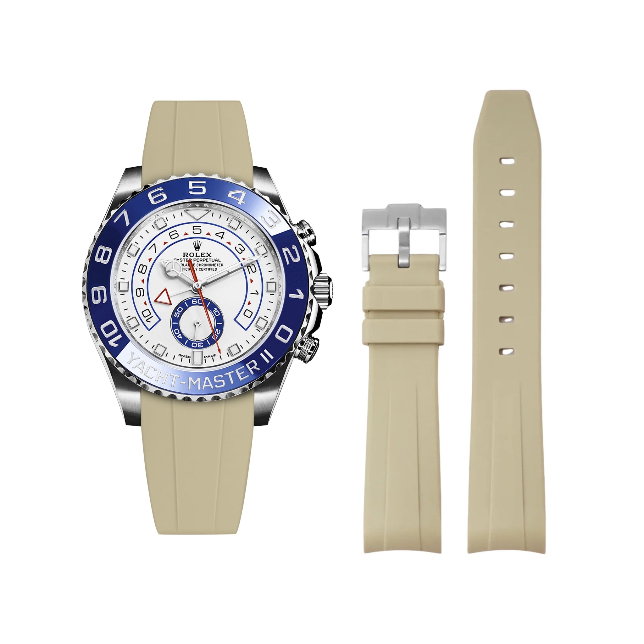 Kautschukarmband für Rolex Yacht - Master II – Beige - Helvetus DE