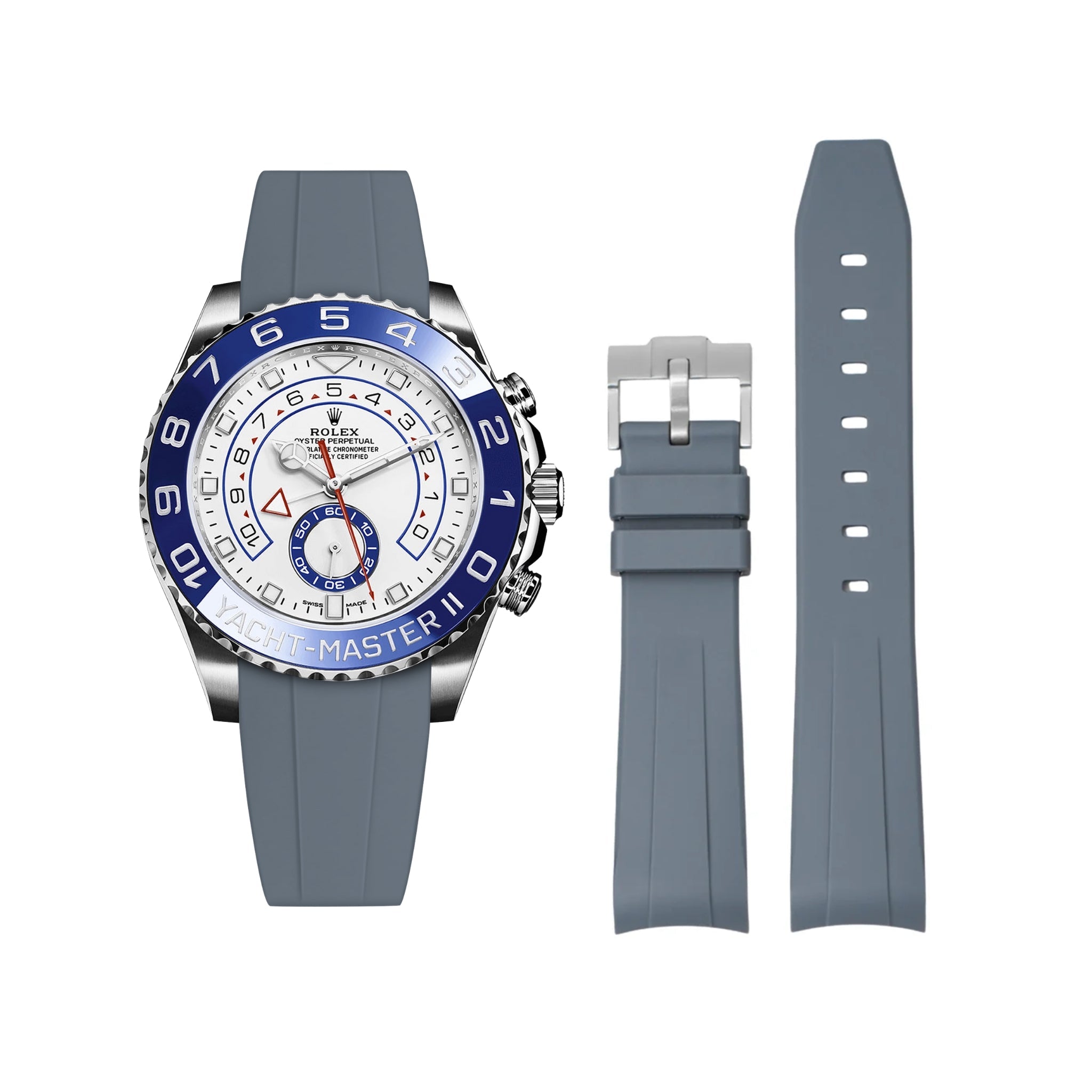 Kautschukarmband für Rolex Yacht - Master II – Grau - Helvetus DE