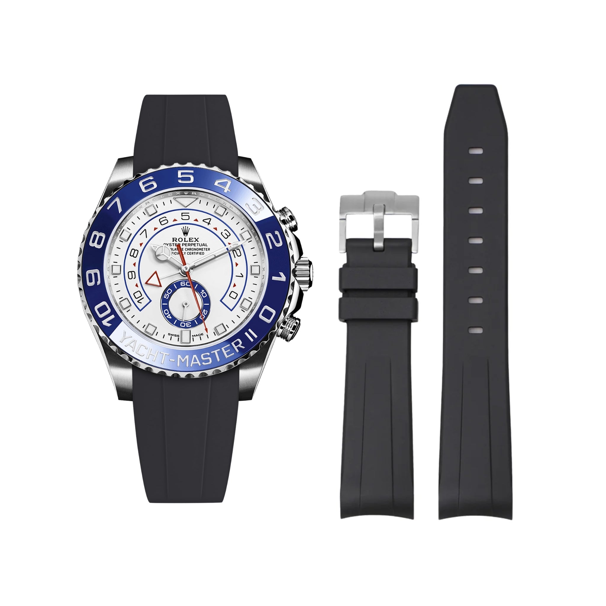 Kautschukarmband für Rolex Yacht - Master II – Schwarz - Helvetus DE