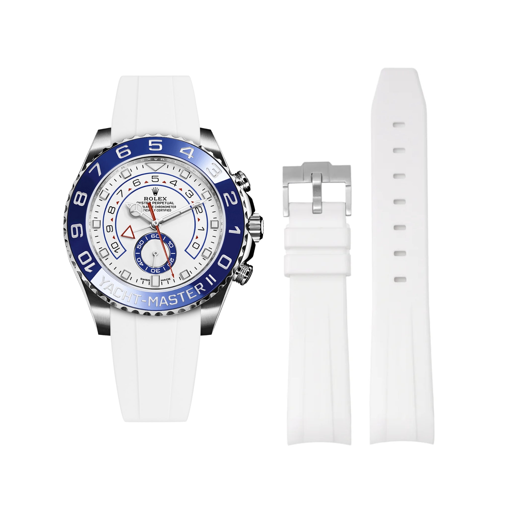 Kautschukarmband für Rolex Yacht - Master II – Weiss - Helvetus DE