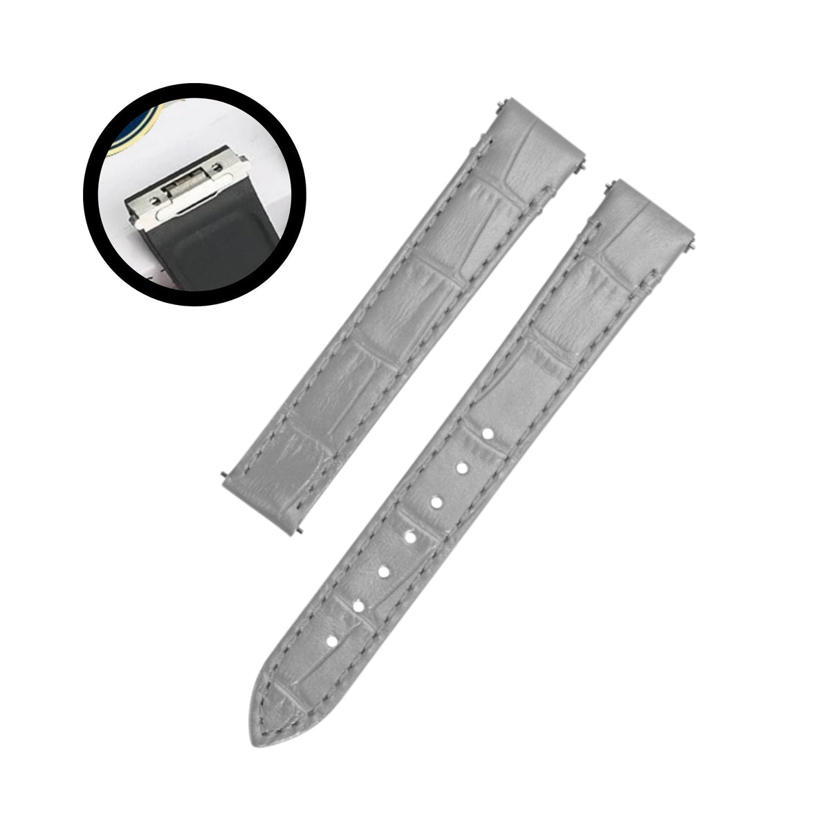 Leder Armband für Cartier Santos Small/Medium/Large – Grau – Quick Switch/Release - Helvetus