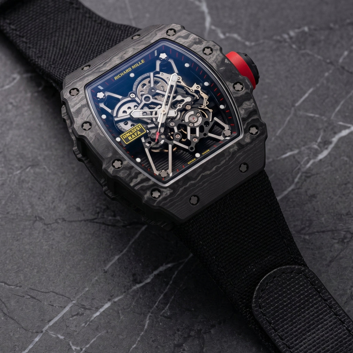 Nylonarmband – Für Richard Mille RM011 | RM11-01 | RM11-02 | RM11-03 | RM11-04 | RM11-05 | RM47 | RM50 | RM52 | RM53-01 | RM57 | RM65 | RM69 – Schwarz - Helvetus