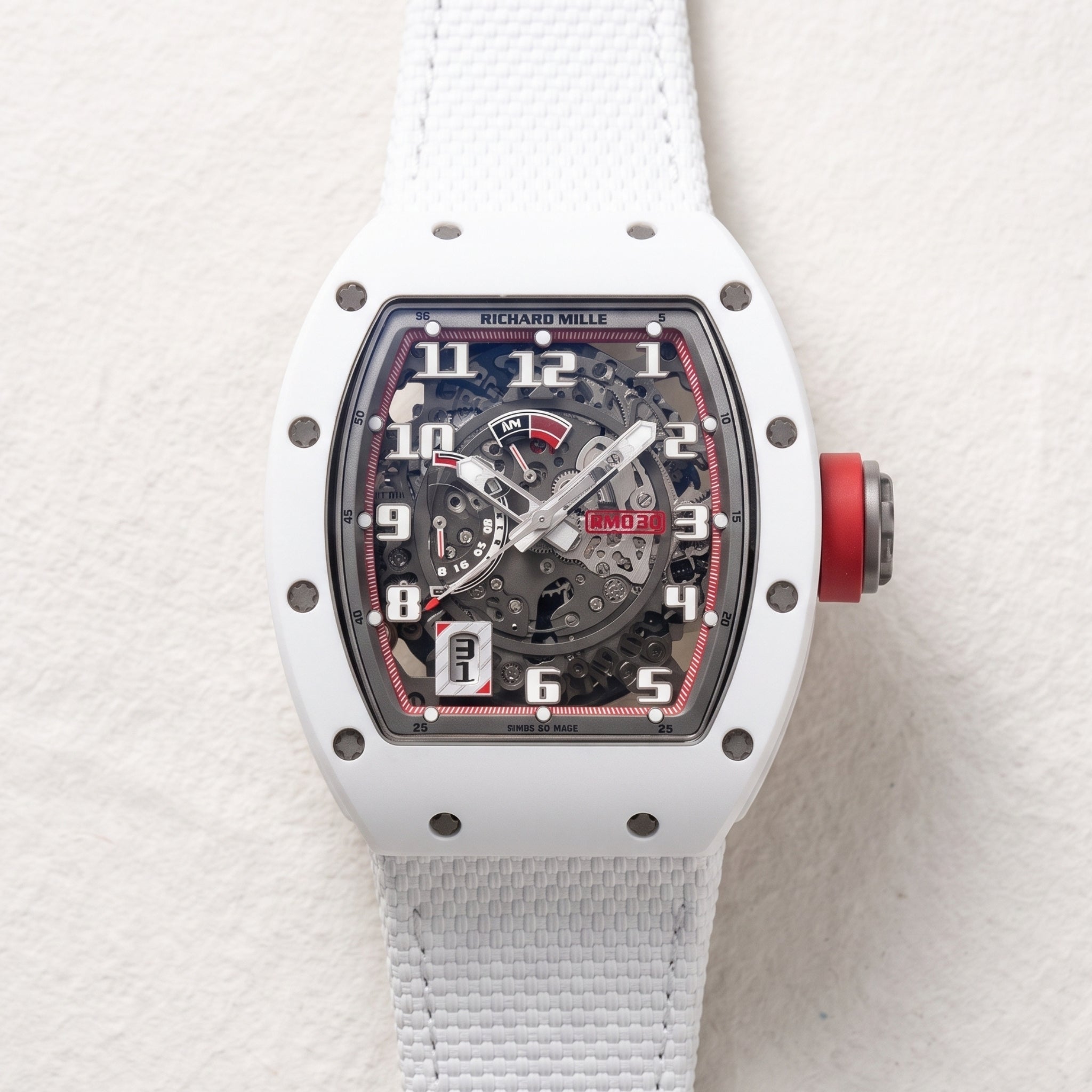 Nylonarmband – Für Richard Mille RM011 | RM11-01 | RM11-02 | RM11-03 | RM11-04 | RM11-05 | RM47 | RM50 | RM52 | RM53-01 | RM57 | RM65 | RM69 – Weiss - Helvetus
